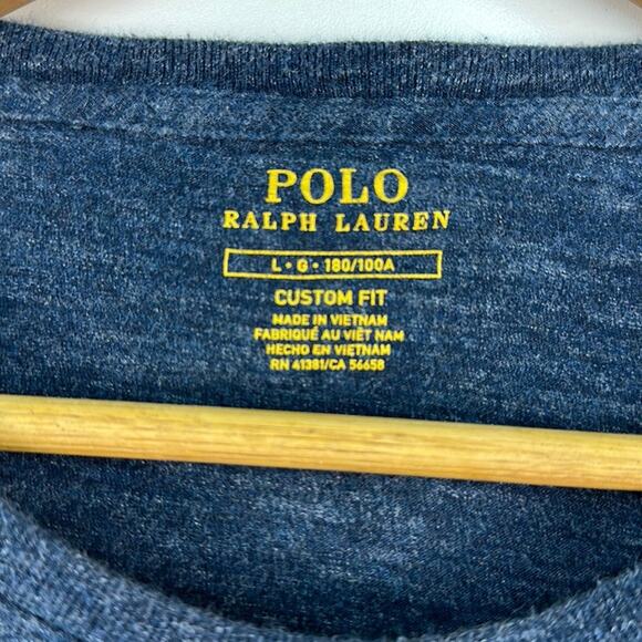 Ralph Lauren Polo Custom Fit T-shirt Heathered White Polo Embroidered Pony L - Picture 3 of 5